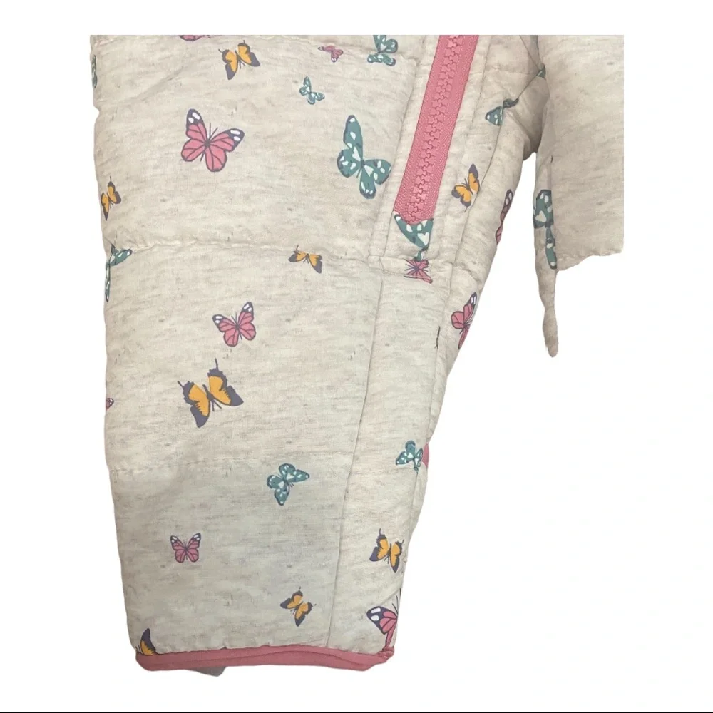 OSHKOSH Butterfly Sherpa Lined SNOWSUIT Gray and Pink BUNTING 6-9 months